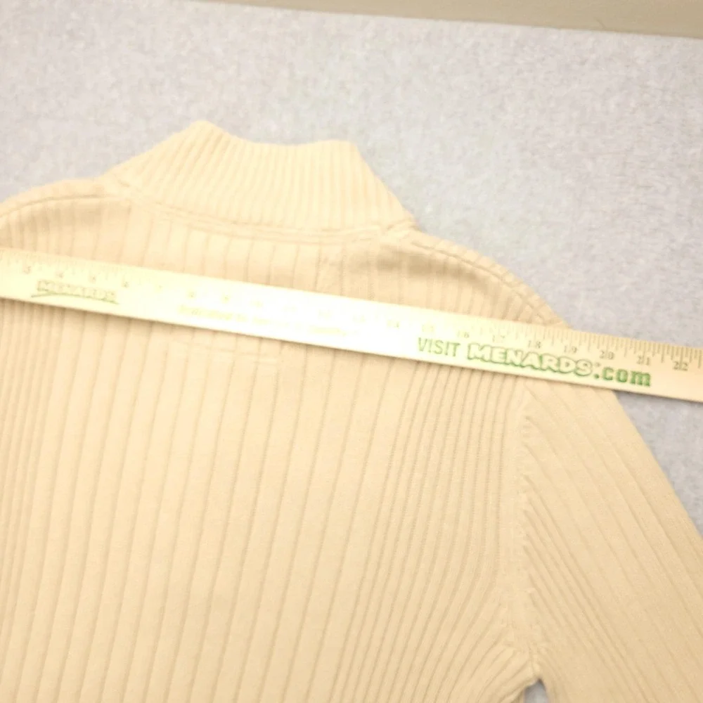 Eddie Bauer Sweater Mens‎ M Beige Ribbed Cotton Mock Neck Henley Knit Pullover - Picture 10 of 11